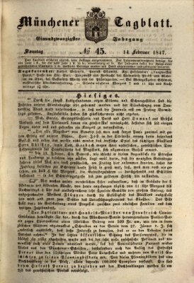 Münchener Tagblatt Sonntag 14. Februar 1847