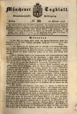 Münchener Tagblatt Freitag 19. Februar 1847