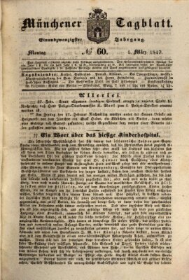 Münchener Tagblatt Montag 1. März 1847