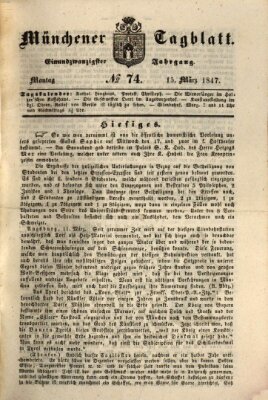 Münchener Tagblatt Montag 15. März 1847