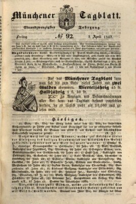 Münchener Tagblatt Freitag 2. April 1847