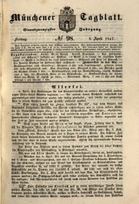 Münchener Tagblatt Freitag 9. April 1847