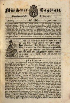 Münchener Tagblatt Sonntag 11. April 1847