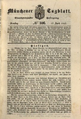 Münchener Tagblatt Samstag 17. April 1847