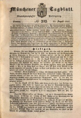 Münchener Tagblatt Sonntag 22. August 1847