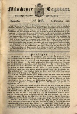 Münchener Tagblatt Donnerstag 2. September 1847