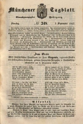 Münchener Tagblatt Dienstag 7. September 1847