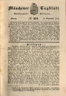 Münchener Tagblatt Montag 13. September 1847