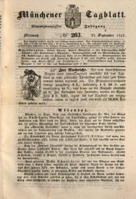 Münchener Tagblatt Mittwoch 22. September 1847