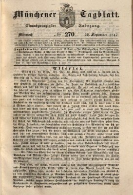 Münchener Tagblatt Mittwoch 29. September 1847