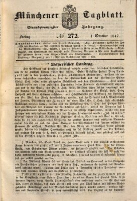 Münchener Tagblatt Freitag 1. Oktober 1847