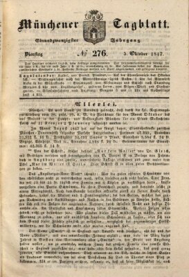 Münchener Tagblatt Dienstag 5. Oktober 1847