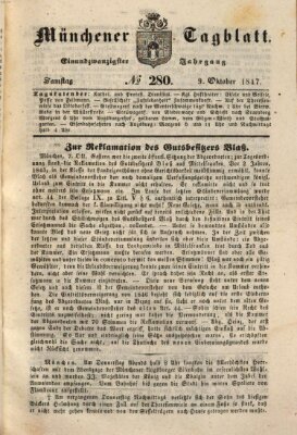 Münchener Tagblatt Samstag 9. Oktober 1847