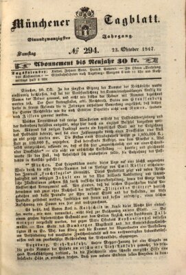 Münchener Tagblatt Samstag 23. Oktober 1847