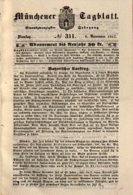 Münchener Tagblatt Dienstag 9. November 1847