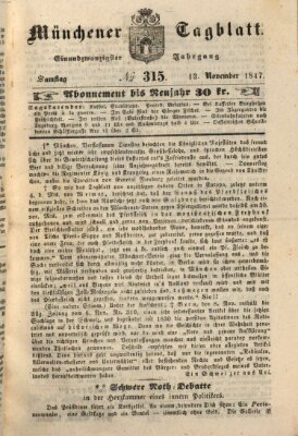 Münchener Tagblatt Samstag 13. November 1847