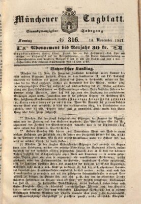 Münchener Tagblatt Sonntag 14. November 1847