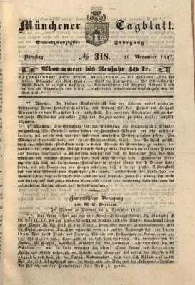 Münchener Tagblatt Dienstag 16. November 1847