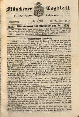 Münchener Tagblatt Donnerstag 18. November 1847