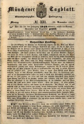 Münchener Tagblatt Montag 29. November 1847