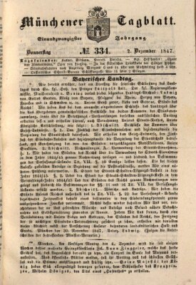 Münchener Tagblatt Donnerstag 2. Dezember 1847