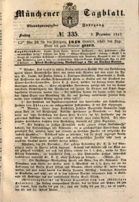 Münchener Tagblatt Freitag 3. Dezember 1847