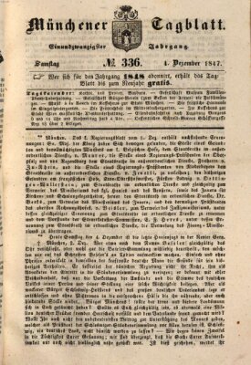 Münchener Tagblatt Samstag 4. Dezember 1847