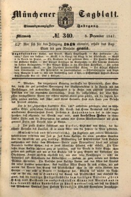 Münchener Tagblatt Mittwoch 8. Dezember 1847