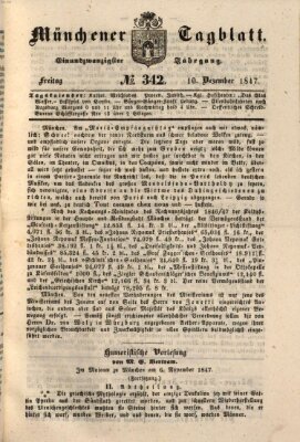 Münchener Tagblatt Freitag 10. Dezember 1847