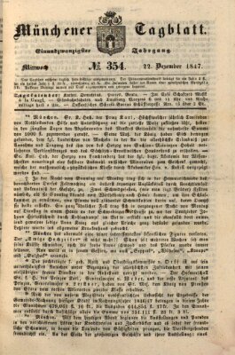 Münchener Tagblatt Mittwoch 22. Dezember 1847