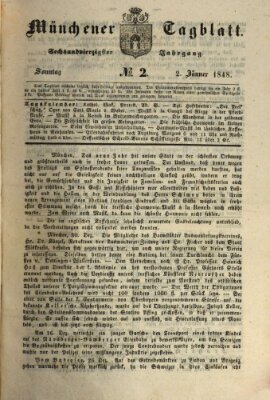 Münchener Tagblatt Sonntag 2. Januar 1848