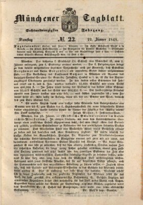 Münchener Tagblatt Samstag 22. Januar 1848