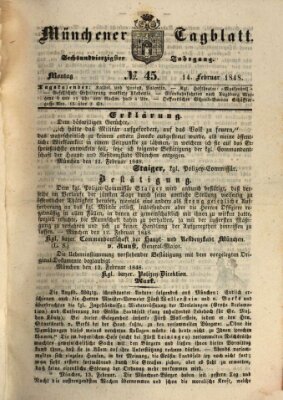 Münchener Tagblatt Montag 14. Februar 1848