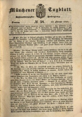 Münchener Tagblatt Sonntag 27. Februar 1848