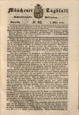 Münchener Tagblatt Donnerstag 2. März 1848