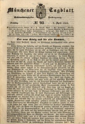 Münchener Tagblatt Sonntag 2. April 1848