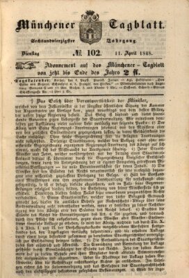 Münchener Tagblatt Dienstag 11. April 1848