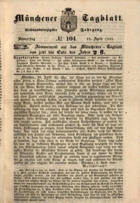 Münchener Tagblatt Donnerstag 13. April 1848