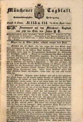 Münchener Tagblatt Samstag 22. April 1848