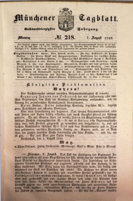 Münchener Tagblatt Montag 7. August 1848