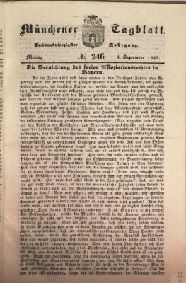 Münchener Tagblatt Montag 4. September 1848