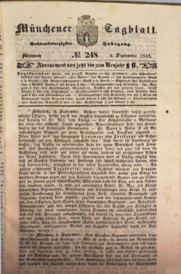 Münchener Tagblatt Mittwoch 6. September 1848