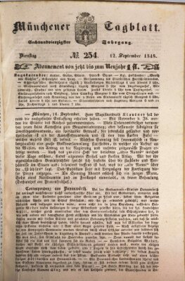 Münchener Tagblatt Dienstag 12. September 1848