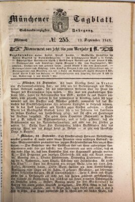 Münchener Tagblatt Mittwoch 13. September 1848