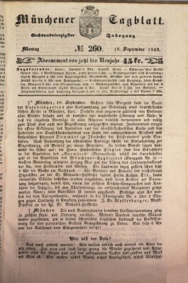 Münchener Tagblatt Montag 18. September 1848