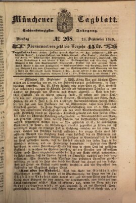 Münchener Tagblatt Dienstag 26. September 1848