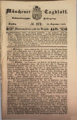 Münchener Tagblatt Samstag 30. September 1848