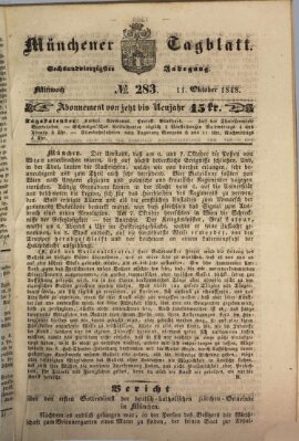 Münchener Tagblatt Mittwoch 11. Oktober 1848