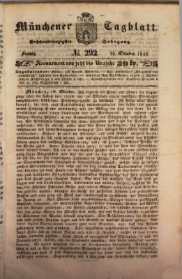 Münchener Tagblatt Freitag 20. Oktober 1848