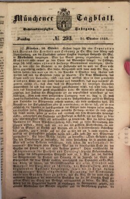 Münchener Tagblatt Samstag 21. Oktober 1848